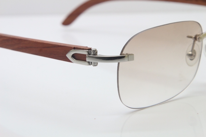 Wholesale High-end brand Carter T8100624 Original Wood Rimless 18K Gold Sunglasses in Silver Brown Lens