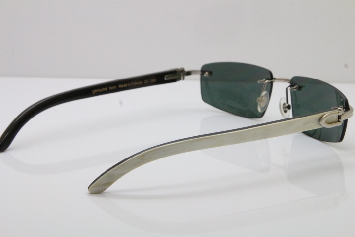Wholesale High-end brand Carter T8100926 Rimless Black Mix White Buffalo Horn Sunglasses in Gold Brown Lens Hot