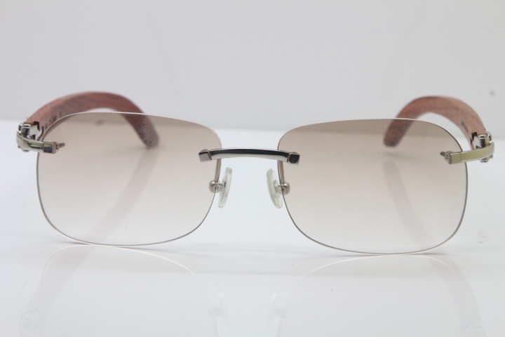 Wholesale High-end brand Carter T8100624 Original Wood Rimless 18K Gold Sunglasses in Silver Brown Lens