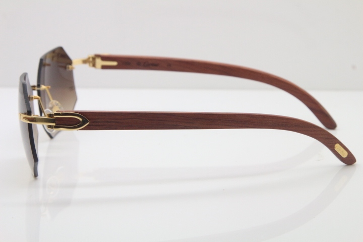 Rimless Hardware Wholesale High-end brand Carter T8307002 Original Rimless Wood Sunglasses in Gold Brown Lens Hot