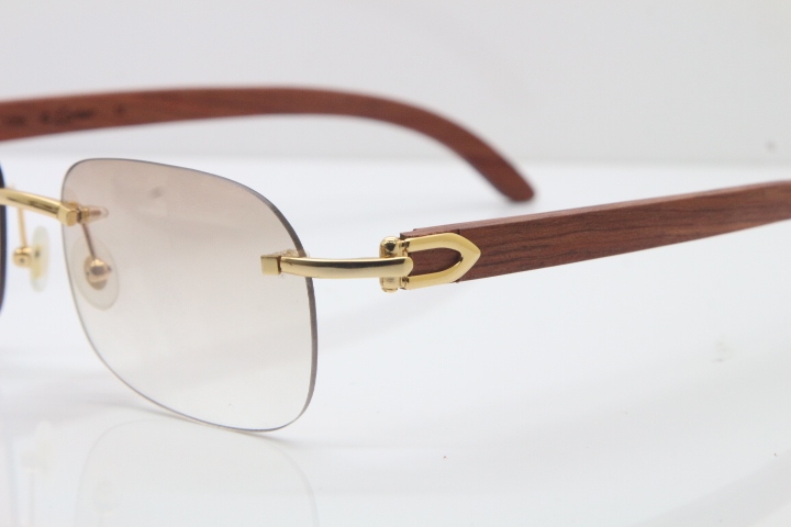 Wholesale High-end brand Carter T8100624 Original Wood Rimless 18K Gold Sunglasses in Silver Brown Lens