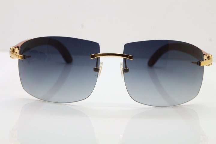 Cartier CT4189705 Rimless Wood Sunglasses in Gold Brown Lens