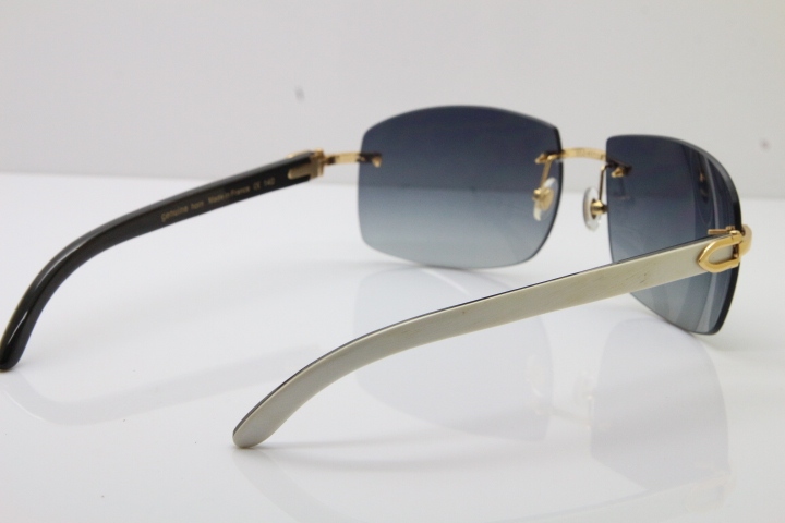 Cartier Hot 4189705 Rimless White Inside Black Buffalo Horn  Sunglasses