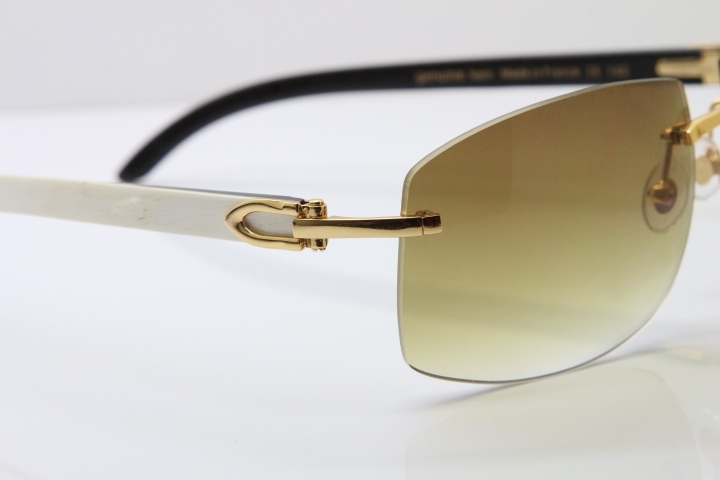 Cartier Hot 4189705 Rimless White Inside Black Buffalo Horn  Sunglasses