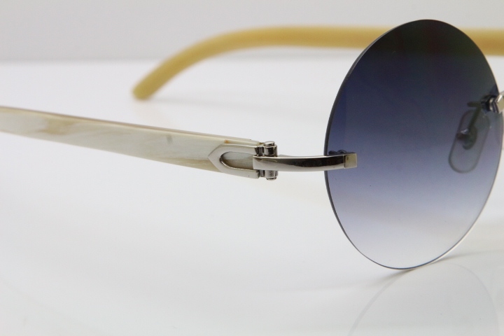 HHot CT3524012 Rimless White Buffalo Horn Sunglasses in Gold Brown Lens Size:57