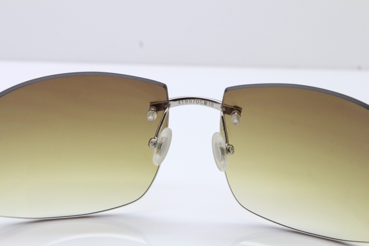 Cartier Hot Larger Hot 4189705 Rimless Black Buffalo Horn Sunglasses in Gold Brown Lens