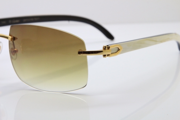 Cartier Hot 4189705 Rimless White Inside Black Buffalo Horn  Sunglasses