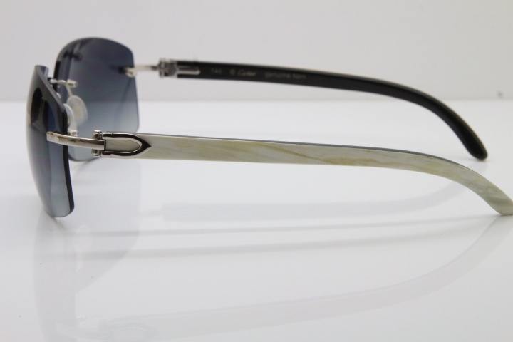 Cartier Hot 4189705 Rimless White Inside Black Buffalo Horn  Sunglasses