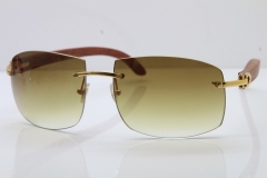 Cartier CT4189705 Rimless Wood Sunglasses in Gold Brown Lens