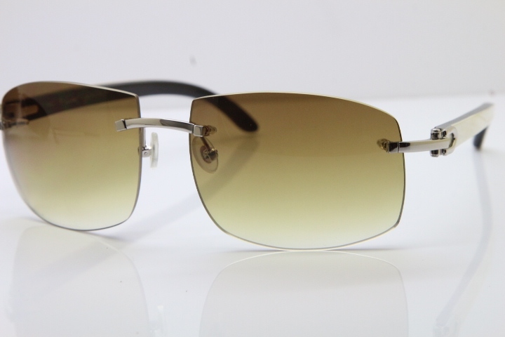 Cartier Hot 4189705 Rimless White Inside Black Buffalo Horn  Sunglasses