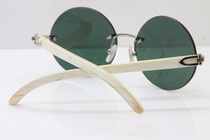 HHot CT3524012 Rimless White Buffalo Horn Sunglasses in Gold Brown Lens Size:57