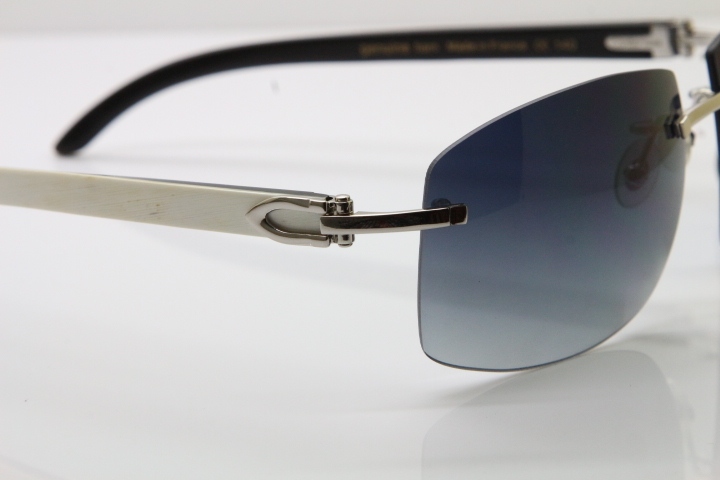 Cartier Hot 4189705 Rimless White Inside Black Buffalo Horn  Sunglasses