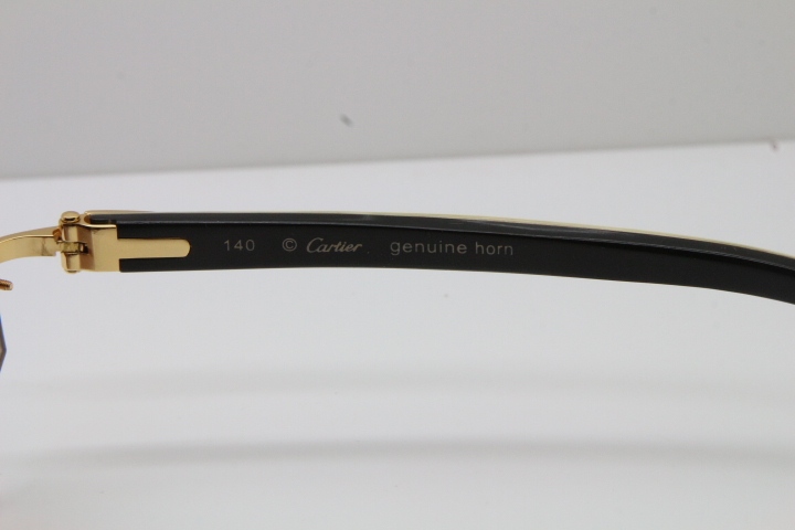 Cartier CT4189706 White Inside Black Buffalo Horn Rimless Sunglasses in Gold Brown Lens（Limited edition）