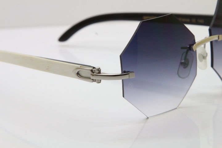 Cartier CT4189706 White Inside Black Buffalo Horn Rimless Sunglasses in Gold Brown Lens（Limited edition）