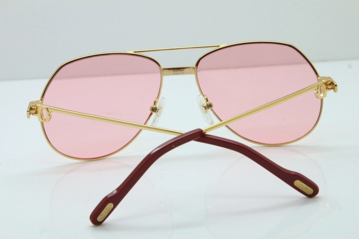 2018 New Cartier 1324912 Sunglasses in Gold Pink Lens