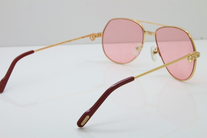 2018 New Cartier 1324912 Sunglasses in Gold Pink Lens