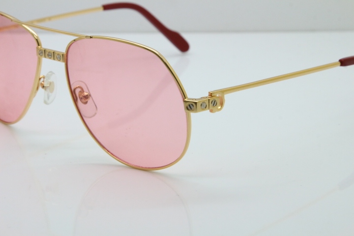 2018 New Cartier 1324912 Sunglasses in Gold Pink Lens