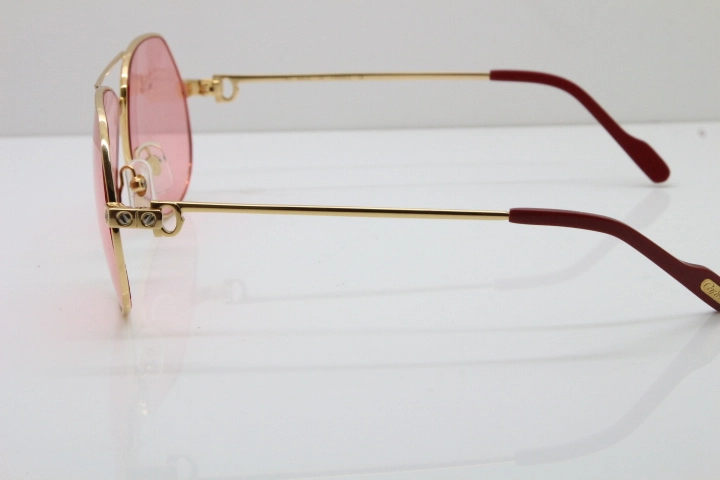 2018 New Cartier 1324912 Sunglasses in Gold Pink Lens