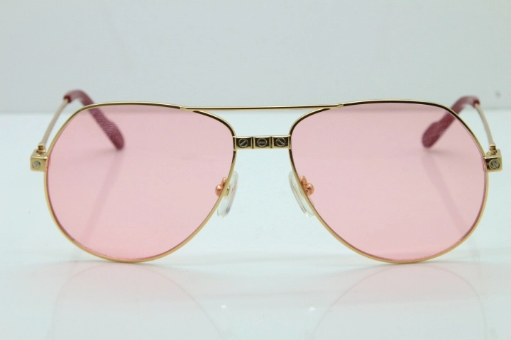 2018 New Cartier 1324912 Sunglasses in Gold Pink Lens