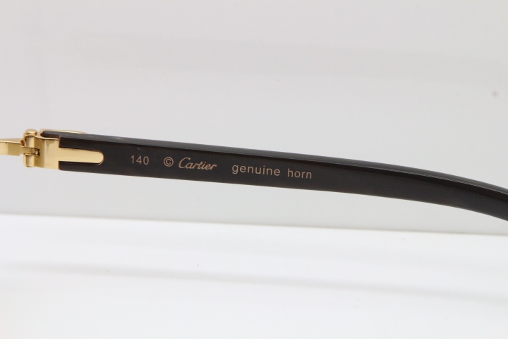 Cartier Rimless 8200759 Black Mix Gray Buffalo Horn Sunglasses in Gold Brown Lens Limited edition