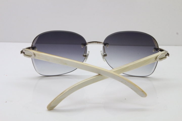 2018 New Cartier Rimless 3524012 Original White Genuine Natural Sunglasses in Gold Blue Lens (Lens Thickness of 3.5 )