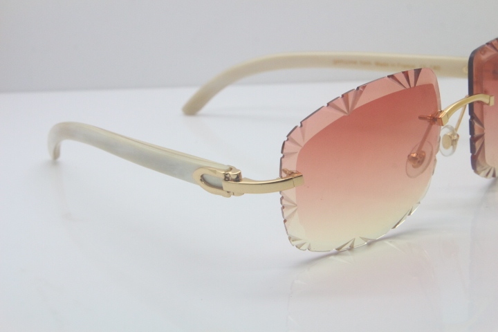 2018 New Cartier Rimless 3524012A White Buffalo Sunglasses Gold Pink Limited edition