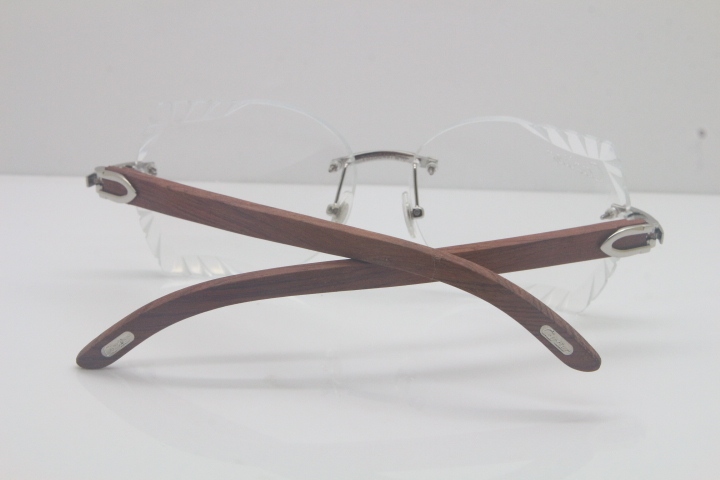 2018 New Cartier Rimless 3524012 Carved Wood Trimming Lens eyeglasses in Gold Limited edition