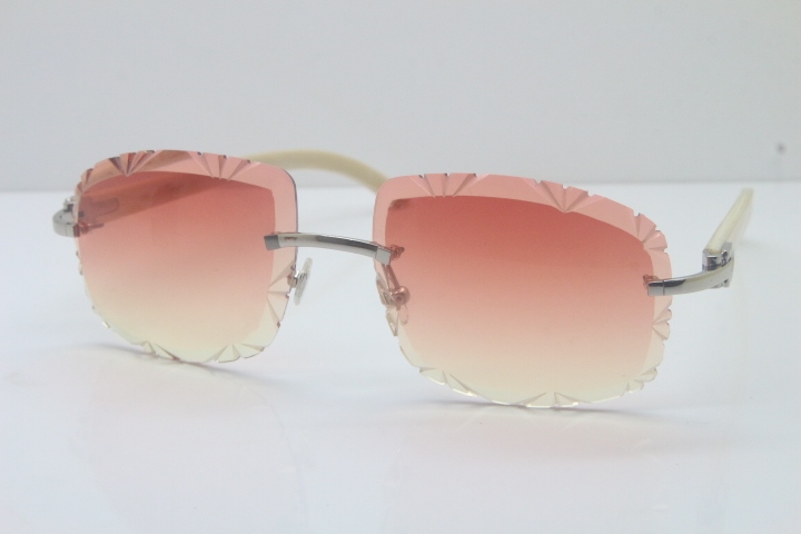 2018 New Cartier Rimless 3524012A White Buffalo Sunglasses Gold Pink Limited edition