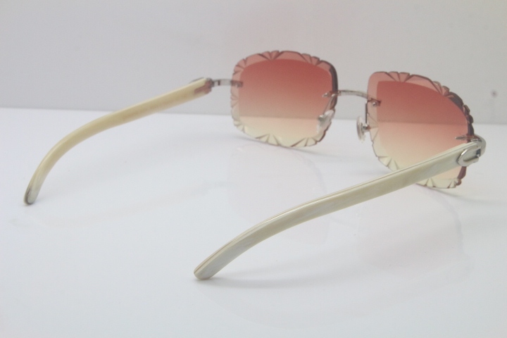 2018 New Cartier Rimless 3524012A White Buffalo Sunglasses Gold Pink Limited edition