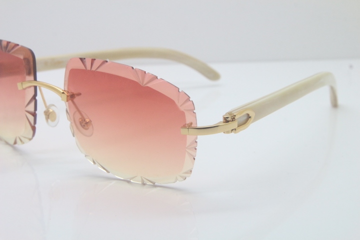 2018 New Cartier Rimless 3524012A White Buffalo Sunglasses Gold Pink Limited edition