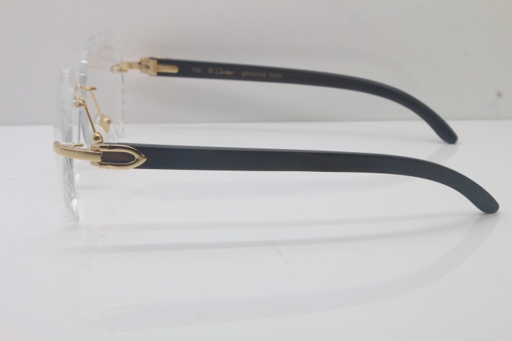 2018 New Cartier Rimless 3524012 Black Buffalo Horn Eyeglasses in Gold Trimming Lens Limited edition