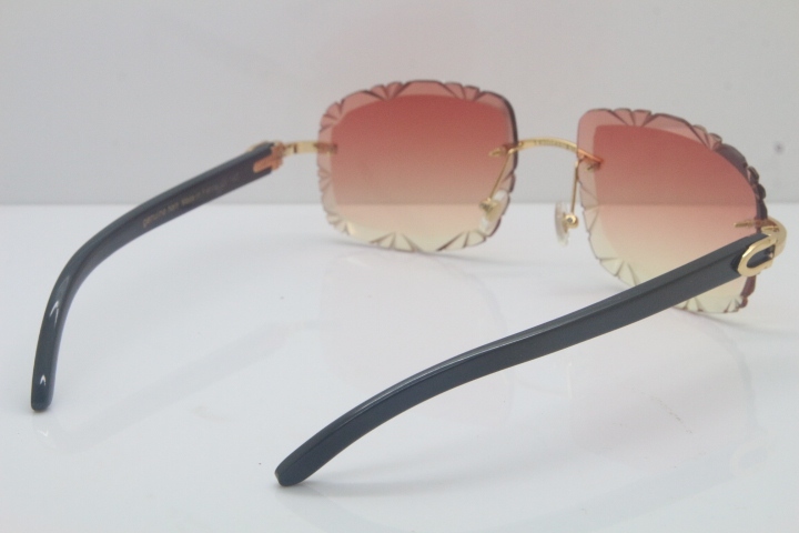 2018 New Cartier Rimless 3524012A Black Buffalo Sunglasses Gold Pink Limited edition