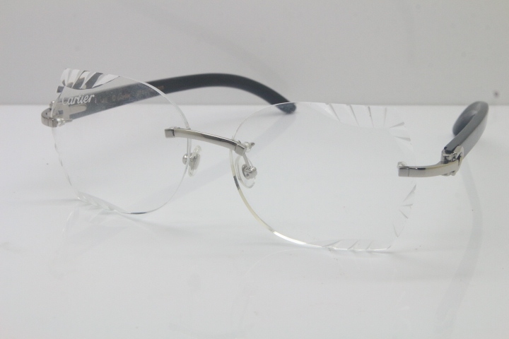 2018 New Cartier Rimless 3524012 Black Buffalo Horn Eyeglasses in Gold Trimming Lens Limited edition