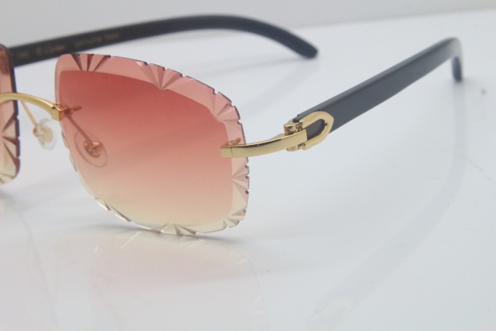 2018 New Cartier Rimless 3524012A Black Buffalo Sunglasses Gold Pink Limited edition