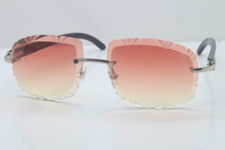 2018 New Cartier Rimless 3524012A Black Buffalo Sunglasses Gold Pink Limited edition