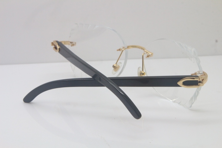 2018 New Cartier Rimless 3524012 Black Buffalo Horn Eyeglasses in Gold Trimming Lens Limited edition