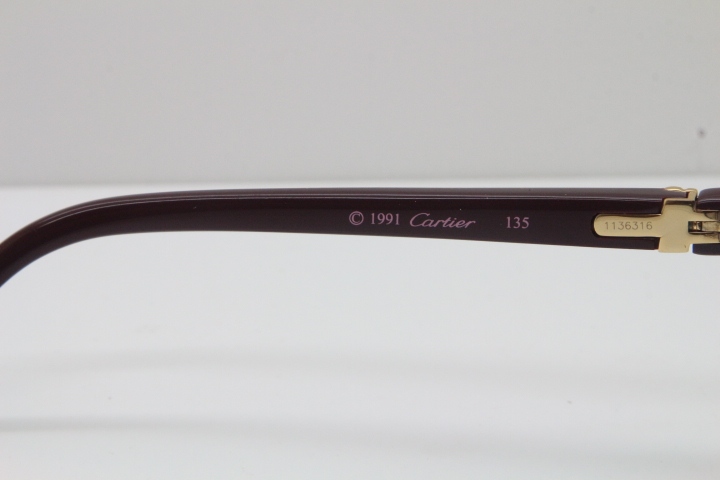 Cartier 1991 Vintage 1136125 Original Sunglasses In Wine Mix Gold Gray Lens