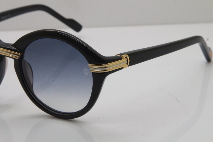 Cartier 1991 Vintage 1125108 Original Sunglasses In Black Mix Gold Gray Lens