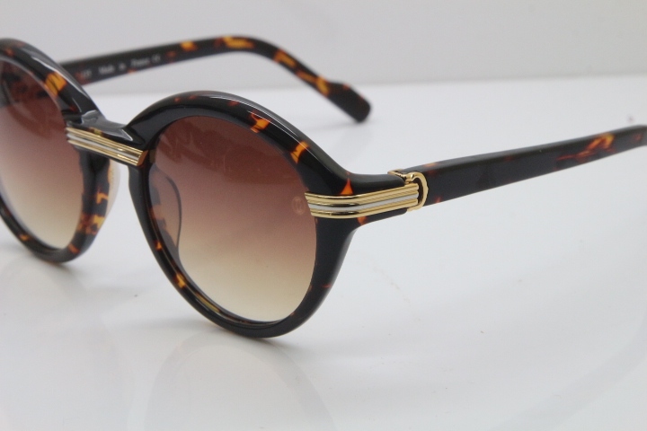 Cartier 1991 Vintage 1125108 Original Sunglasses In Tortoise Mix Gold Brown Lens