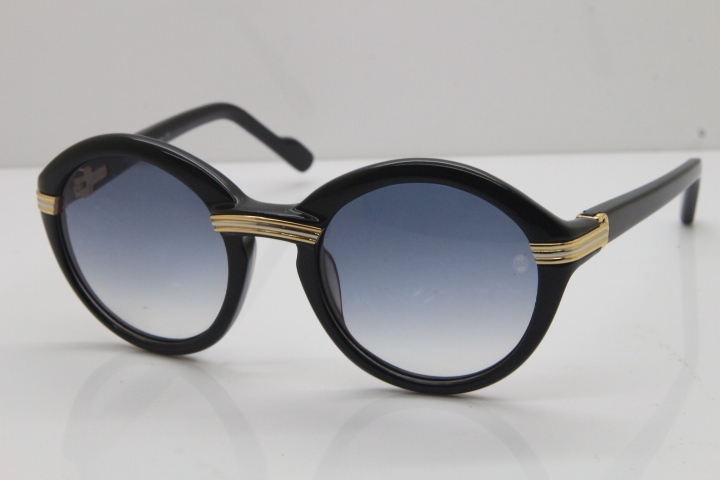 Cartier 1991 Vintage 1125108 Original Sunglasses In Black Mix Gold Gray Lens