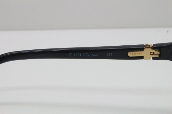 Cartier 1991 Vintage 1136125 Original Sunglasses In Black Mix Gold Gray Lens