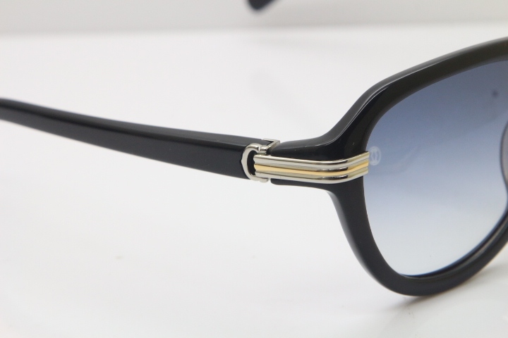 Cartier 1991 Vintage 1136125 Original Sunglasses In Black Mix Silver Gray Lens
