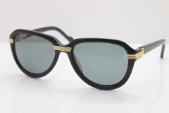 Cartier 1991 Vintage 1136125 Original Sunglasses In Black Mix Gold Dark Lens