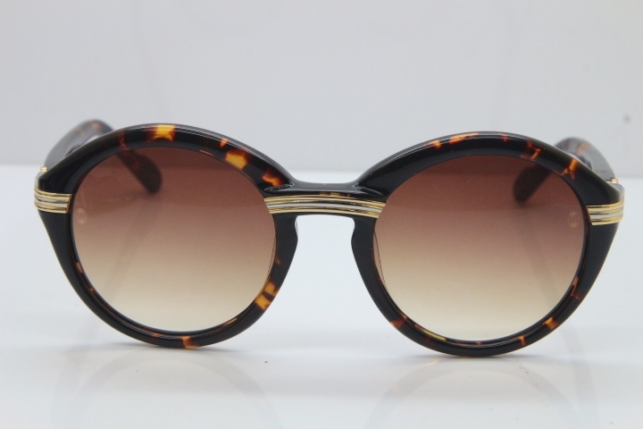 Cartier 1991 Vintage 1125108 Original Sunglasses In Tortoise Mix Gold Brown Lens