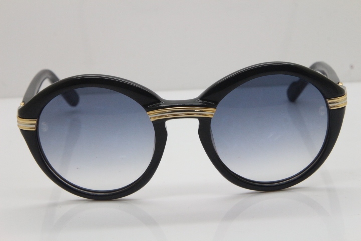Cartier 1991 Vintage 1125108 Original Sunglasses In Black Mix Gold Gray Lens