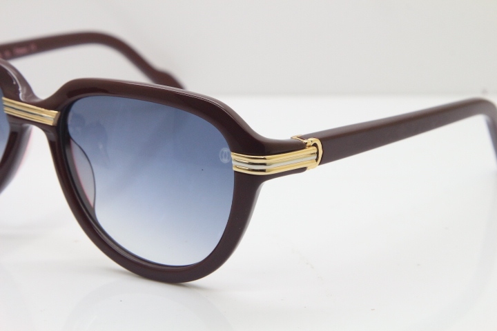 Cartier 1991 Vintage 1136125 Original Sunglasses In Wine Mix Gold Gray Lens