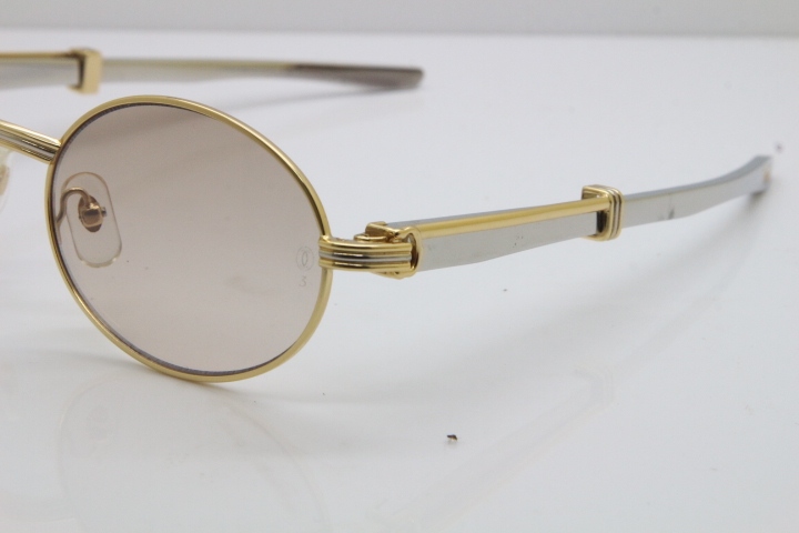 Cartier 7550178 Vintage Original Stainless Steel Sunglasses in Gold Brown Lens Size：53