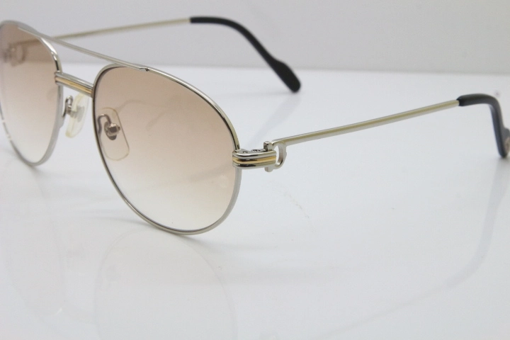 Cartier 1191437 Original Sunglasses In Silver Brown Lens