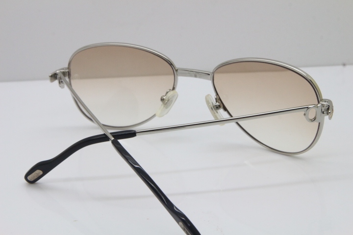 Cartier 1156479 Original Sunglasses In Silver Brown Lens