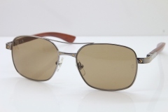 Cartier EDITON SANTOS DUMONT Wood 5037821 Original Sunglasses In Gun Metal Brown Lens